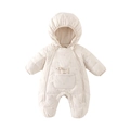 Tuta da neve neonato bianco sporco con peluche a cane e doppia cerniera lampo - Beige / 66CM