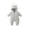 Tuta invernale neonato grigio chiaro con 90% piumino d'anatra e ricamo di orsetto - Grigio chiaro / 66CM