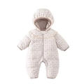 Mono de invierno acolchado para bebé con plumón de pato blanco y capucha con encaje - 66CM / café