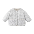 Veste matelassée fleurie d'hiver pour bébés filles avec col rond et rembourrage - Bleu / 80cm