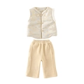 Toddler girl festive Chinese style warm 2-piece set with cream vest and trousers - 73cm / Yellow Set
