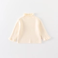 Off-white baby girl knitted sweater with ruffle collar and vertical stripe texture - 73cm / Beige Knit Top