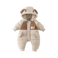 Combinaison de ski bébé garçon avec capuche et motif dessin animé mignon en beige - 66CM / Marron