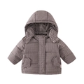 Dicker Winter-Daunenjacke für Kleinkinder mit braunem Karomuster und warmer Füllung - 80cm / Kaffeebraun