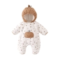Combinaison de ski bébé motif citrouille à pois avec capuche chaude en beige et marron - 66CM / café