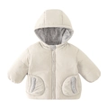 Giacca invernale spessa con cappuccio per neonati con piumino d'anatra e fodera floreale - Beige / 80cm