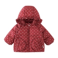 Piumino invernale rosso scuro a fiori per bambine con imbottitura in piuma d'oca - 80cm / Rosso