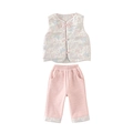 Set invernale cinese per bambina con gilet a fiori crema e pantaloni rosa - 73cm / Set Rosa