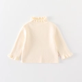 Pull d'hiver pour bébé fille blanc cassé en tricot avec col volanté et poignets - Blanc Crème (Haut) / 73cm