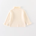 Maglione invernale da bambina in maglia bianco crema con collo alto a balze e polsini - 73cm / Maglietta Bianco Sporco