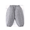 Pantaloni trapuntati grigi a fiori per neonata con calda fodera in pile - 73cm / Verde