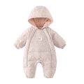 Tutina invernale neonata con cappuccio stampa floreale e fodera calda morbida - Rosa / 66CM