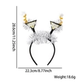Black and gold Happy New Year headband with sparkling tinsel and star decorations - New Year Headband / 2 Wine Glasses Tinsel