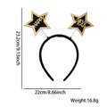 Black and gold 2026 Happy New Year headband with stars on springs for party celebration - New Year Headband / Happy New Year Pentagram