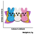 Glinsterende paashaas strik haarspeld met blauwe en roze konijnen, 8,8x5,5cm - Blauw Wit Roze Konijn Strikje Stijl