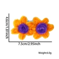 Fermaglio per capelli fiore peluche arancione viola 7,5cm molletta floreale fatta a mano - 2 Fiori Giallo Zucca Fermaglio (Singolo)