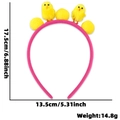 Diadema de Pascua rosa con pollitos amarillos y pompones con detalles de medidas - Diadema / Pollito Amarillo y Huevo