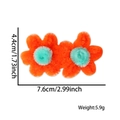 Fermaglio per capelli con doppi fiori d'arancio in peluche e misure dettagliate - 2 Fiori Rosso Arancio Fermaglio (Singolo)