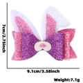 Glinsterende roze en paarse Paashaas oren strik haarclip met 9,1 cm breedte maten - Paars Roze Strikje Konijnenoren Stijl