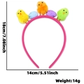 Diadema rosa de Pascua con pollitos de peluche y huevos de colores, 18x14cm - Diadema / Pollito Amarillo Naranja y Verde Huevo de Colores
