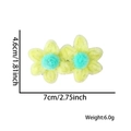 Fermagli per capelli a fiore in peluche giallo con centro turchese e dimensioni - 2 Fiori Verde Chiaro Fermaglio (Singolo)