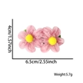 Pink plush flower hair clip with yellow center, dimensions 6.5cm by 4cm for girls - 2 Pink Flowers Hair Clip (Single)
