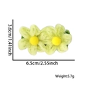 Yellow plush flower hair clip with dimensions showing 6.5cm width and 5.7g weight - 2 Light Yellow Flowers Hair Clip (Single)