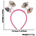 Diadema de Pascua con lazo de cuadros rosa y medidas 19x12cm para disfraces de fiesta - Diadema / Pajarita de Conejo y Zanahoria