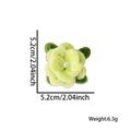 Handmade yellow plush flower hair clip with pearl center and green leaves - Single Flower Hair Clip / Light Green