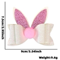 Roze pailletten konijnenoren haarspeld voor Pasen, afmetingen 9cm x 7,5cm - Witte Strikje Konijnenoren Stijl