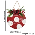 Cartel navideño redondo de lunares rojos con texto Merry Christmas y lazo de cuadros - Tablero de 28cm / Rojo con lunares blancos