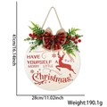 Colgador de puerta navideño de madera con reno rojo y plantas artificiales - Tablero de 28cm / Estilo Reno
