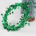 Festive green star tinsel garland with shiny sequins for Christmas and holiday decoration - Length approx 7.5m / Green Star Iron Wire Garland