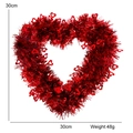 Ghirlanda di cuori rossi per San Valentino, decorazione da appendere 30x30cm con paillettes - Ghirlanda Cuore Rosso Senza Luci