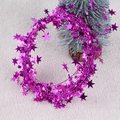 Purple tinsel garland with metallic stars for Christmas and party decoration - Length approx 7.5m / Rose Red Star Iron Wire Garland
