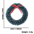 Mini ghirlanda di Natale 3cm con effetto neve e fiocco di nastro rosso decorativo - Papillon / 3cm / Verde Scuro