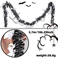 2.7m Halloween tinsel garland in black and white with ghost charms for party decor - Approx. 2m Long / Black and White with White Cat