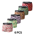 Lot de 6 boxers respirants en soie glacée pour hommes avec imprimés fruits et nourriture - XS / Multicolore Imprimé Assorti (XY9078-9084)