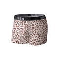 Herren Boxer-Shorts aus Eisseide mit Leopardenmuster und elastischem MEN-Bund - S / Leopard White