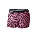 Men's boxer briefs with pink leopard print and a black elastic waistband labeled MEN - Leopard Pink