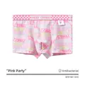 Pink printed men's boxer briefs with checkerboard waistband and antibacterial cotton lining - Pink Full Print TINGJ Style (BYH1510)