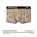 Boxer da uomo in seta di ghiaccio con stampa leopardata marrone ed elastico in vita - L / Stile Leopardato All-over Marrone (BYH1372)
