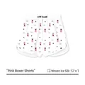 Pantalones cortos rosas de mujer con estampados de corazones y PINK en seda de hielo - M / Oso Rosa (AL451)