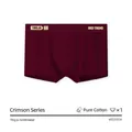 Men's dark red antibacterial cotton boxer briefs with golden lettering on waistband - Jujube Red / RED TREND Style