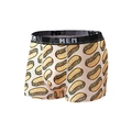 Men's breathable boxer briefs in light beige with cartoon hot dog print and MEN waistband - XS / Hot Dog Print (90104)