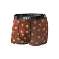 Men's ice silk boxer briefs in dark brown with chocolate heart prints and U-pouch - XS / Chocolate Print (90106)