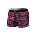 Boxer da uomo in seta di ghiaccio nera con stampa graffiti rosa ed elastico in vita - L / Nero Rosa Graffiti (9018)