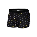 Boxer da uomo in seta di ghiaccio nera con stampe di smiley gialli e pois grigi - S / Nero