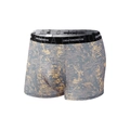 Herren Boxer-Shorts aus Eisseide in Graublau mit gelbem Blumenmuster und Logo-Bund - M / Abstraktes Camouflage (9021)