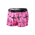 Boxer da uomo in seta di ghiaccio con stampa graffiti rosa e nera ed elastico in vita - XL / Stampa Graffiti Rosa Nero (9017)